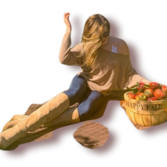 Women's Off the Shoulder Batwing Sleeve Loose Pullover Knit Sweater Tan Size XL - Picture 3 of 4